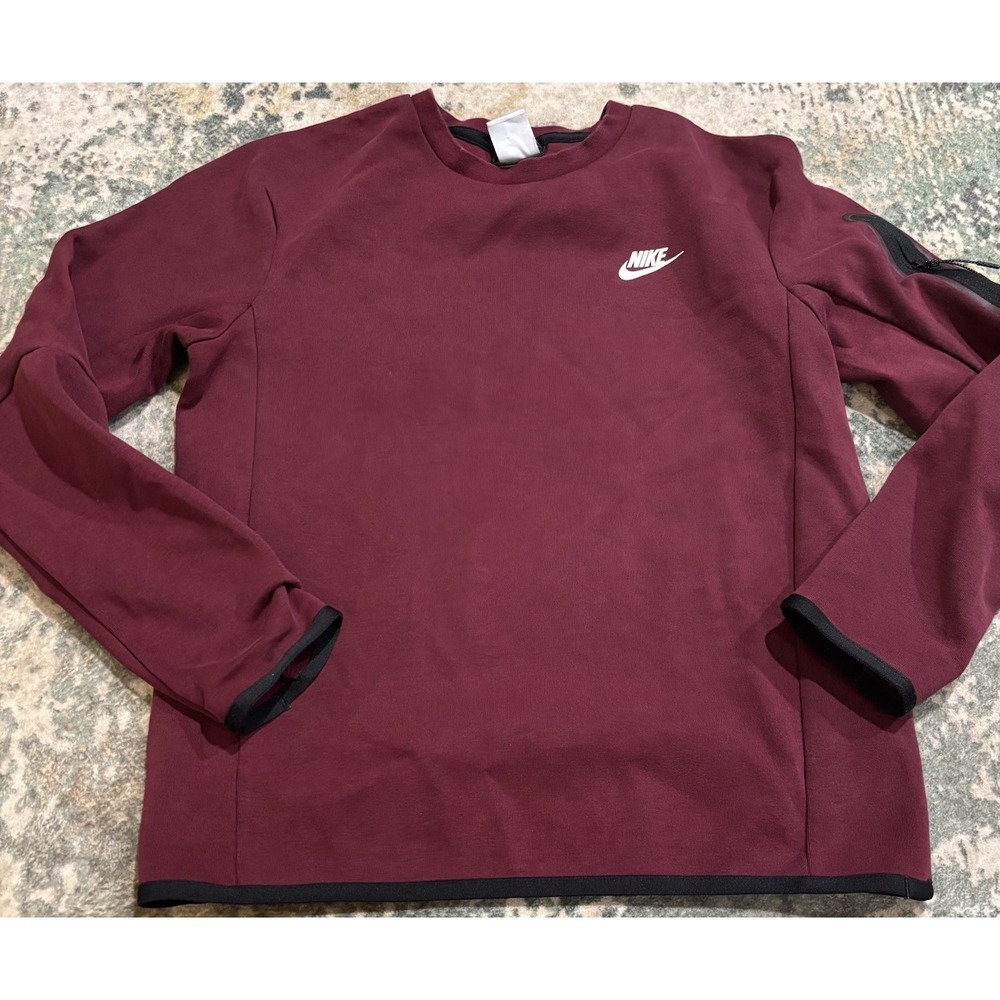 Nike Sportswear Tech Fleece Crew Sweatshirt Burgundy Men's Small S CU4505-638